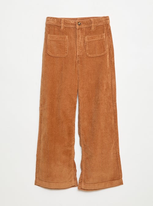 Pantalon large en velours uni - Kiabi