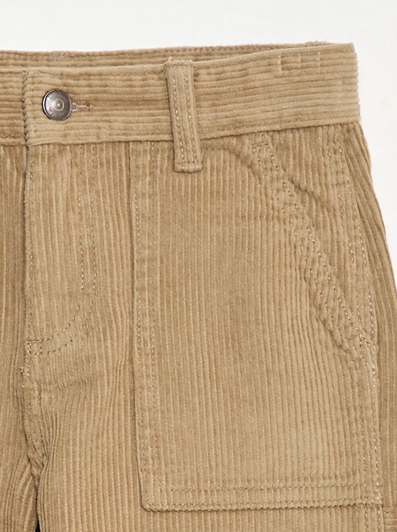 Pantalon large en velours uni Marron - Kiabi