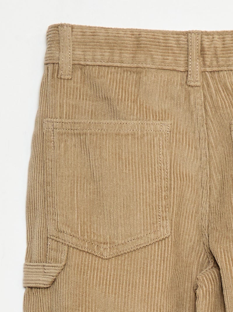 Pantalon large en velours uni Marron - Kiabi
