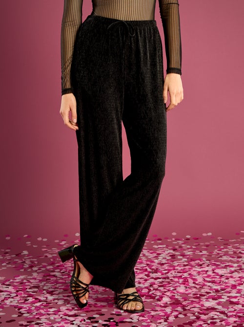 Pantalon large en velours uni - Kiabi