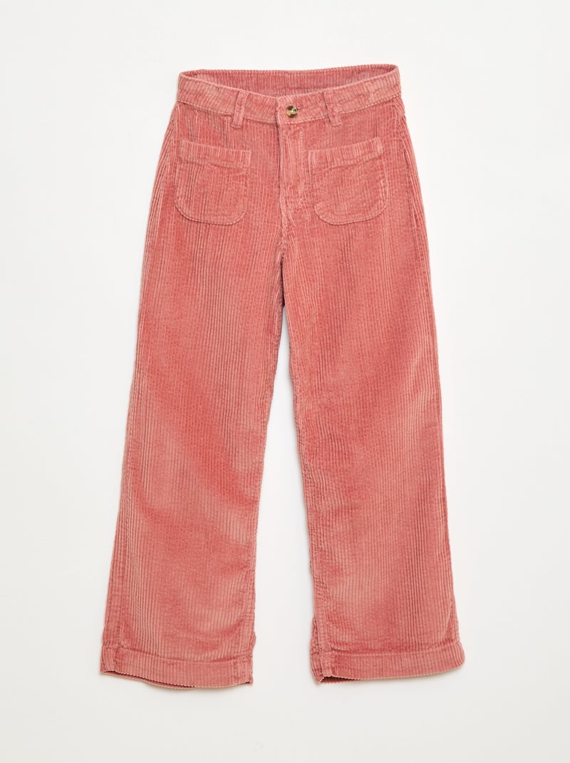 Pantalon large en velours uni Rose - Kiabi