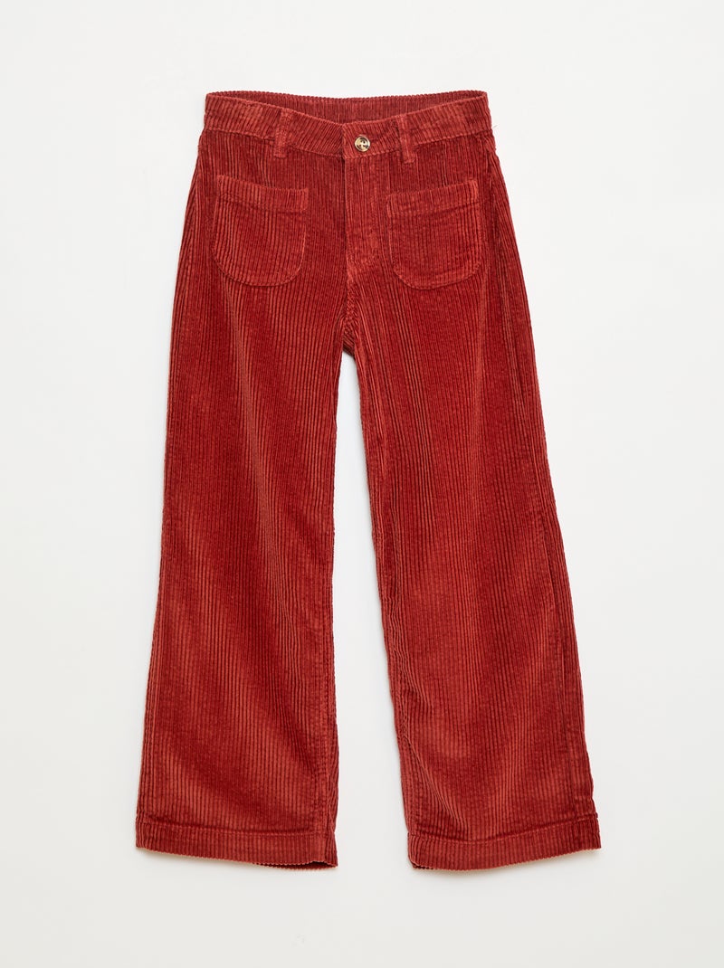 Pantalon large en velours uni Rouge - Kiabi