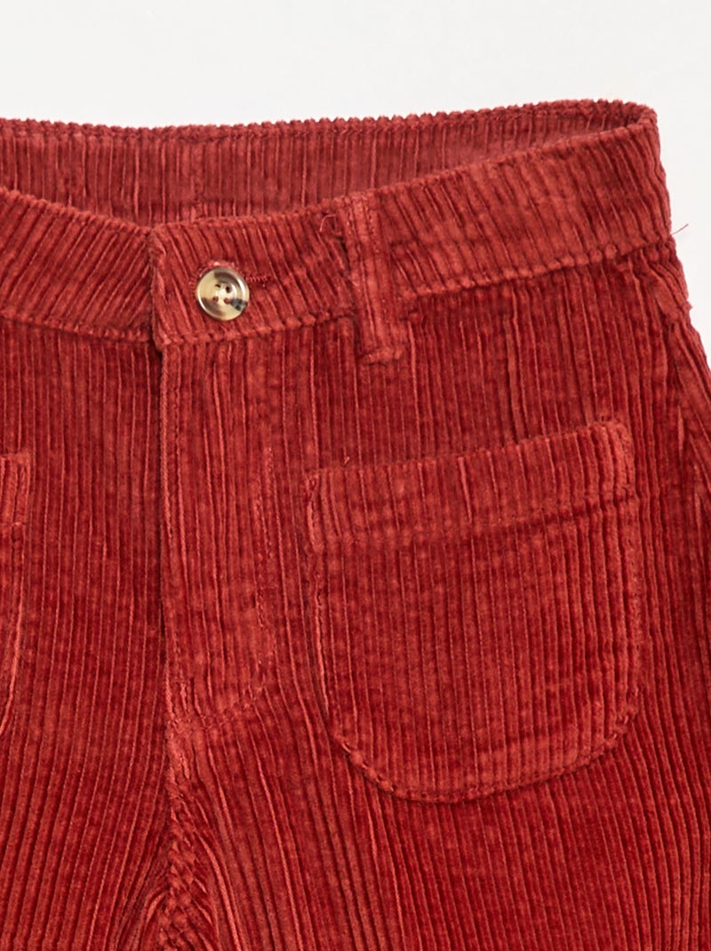 Pantalon large en velours uni Rouge - Kiabi