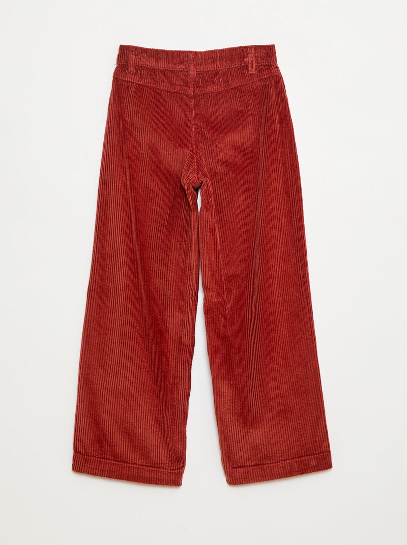 Pantalon large en velours uni Rouge - Kiabi