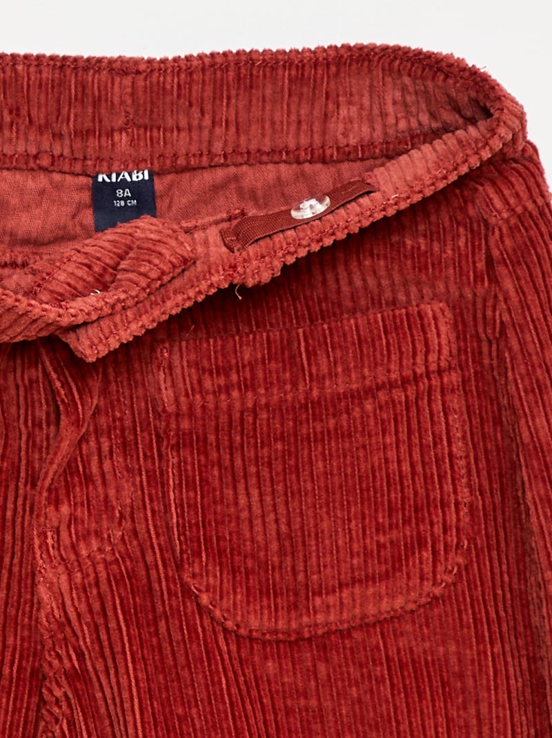 Pantalon large en velours uni Rouge - Kiabi