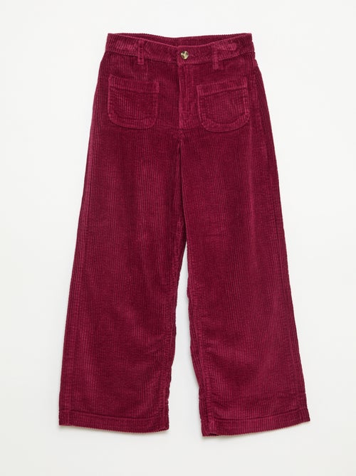Pantalon large en velours uni - Kiabi