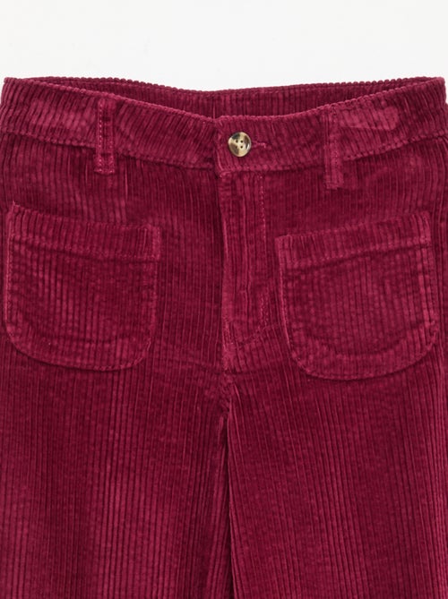 Pantalon large en velours uni - Kiabi