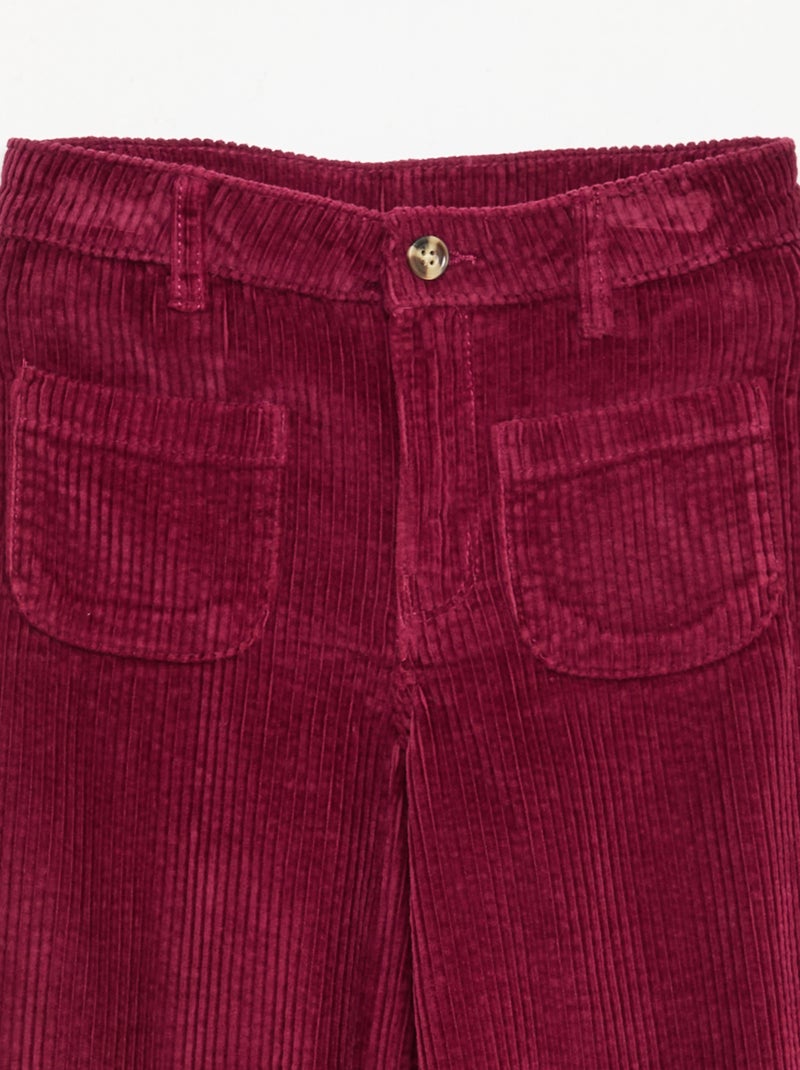 Pantalon large en velours uni Rouge - Kiabi