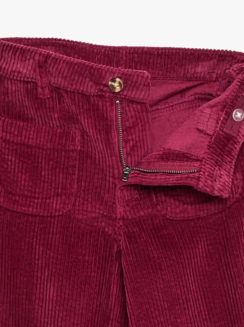 Pantalon large en velours uni - Kiabi