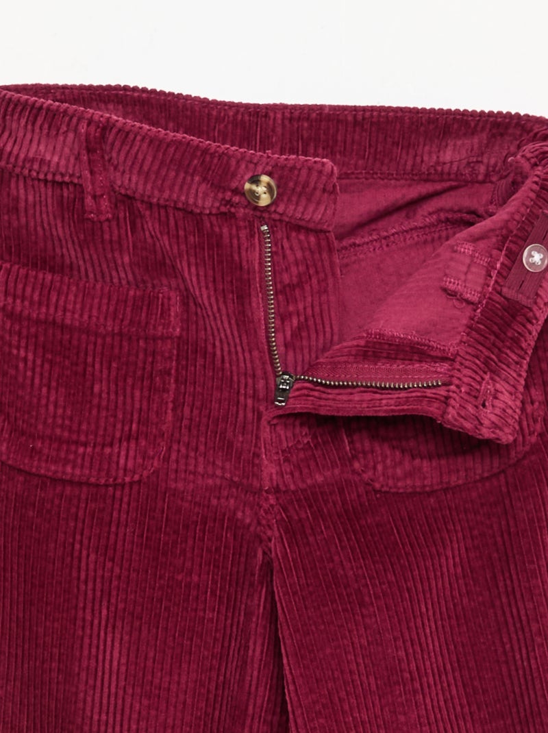 Pantalon large en velours uni Rouge - Kiabi