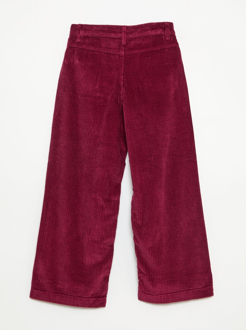 Pantalon large en velours uni Rouge - Kiabi