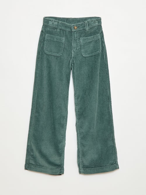 Pantalon large en velours uni - Kiabi