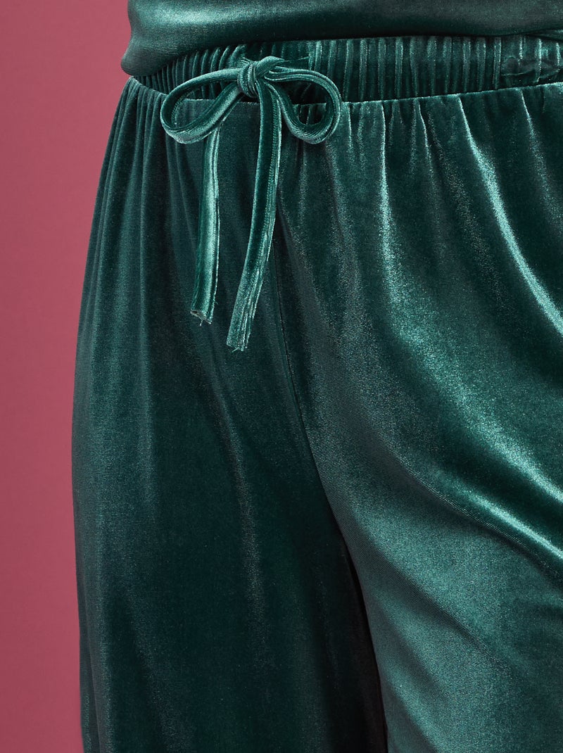 Pantalon large en velours Vert - Kiabi