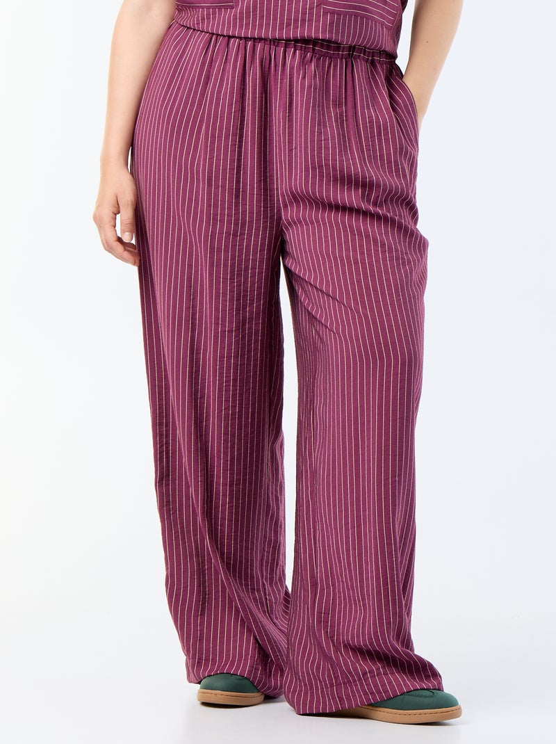 Pantalon large en viscose fluide Marron - Kiabi
