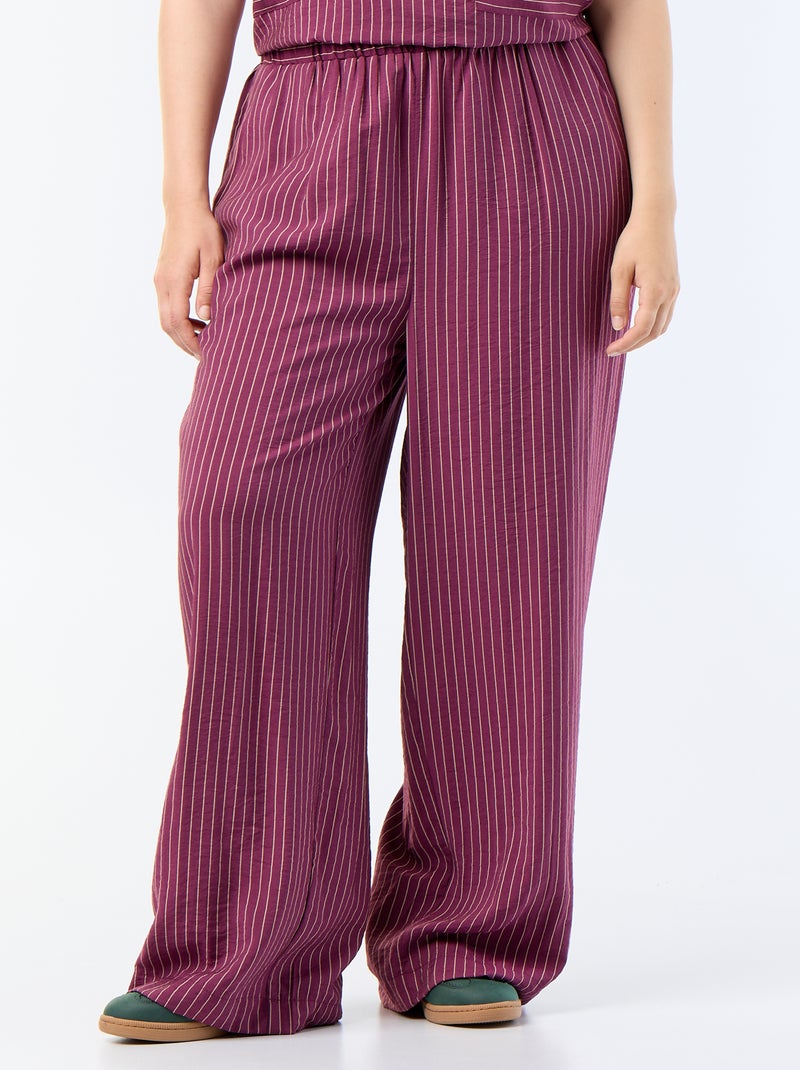 Pantalon large en viscose fluide Marron - Kiabi
