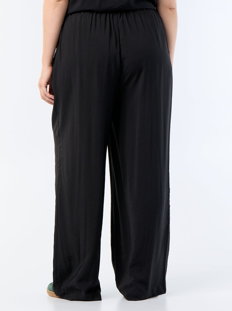 Pantalon large en viscose fluide Noir - Kiabi