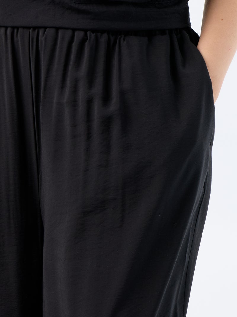 Pantalon large en viscose fluide Noir - Kiabi