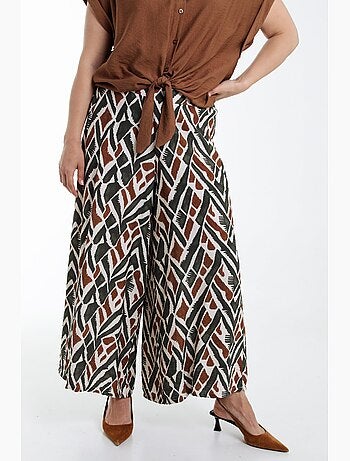 Pantalon large en viscose imprimé ethnique