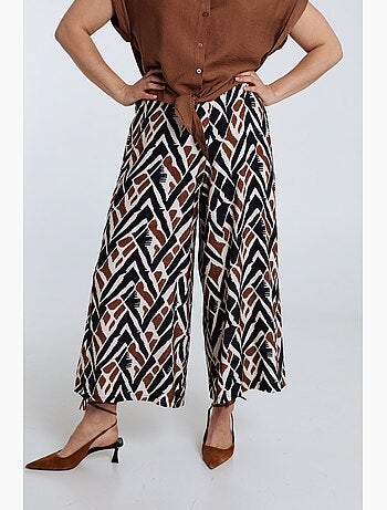 Pantalon large en viscose imprimé ethnique