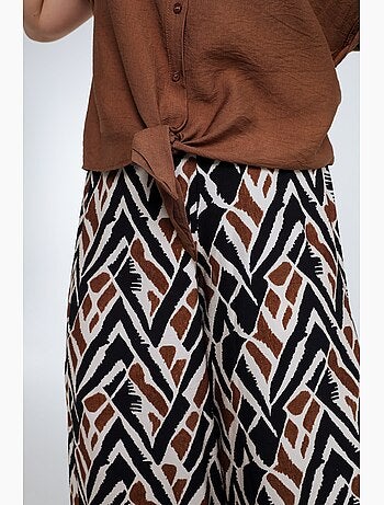 Pantalon large en viscose imprimé ethnique PAPRIKA