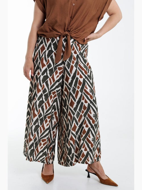 Pantalon large en viscose imprimé ethnique PAPRIKA - Kiabi