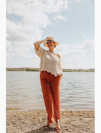 Pantalon large en viscose uni