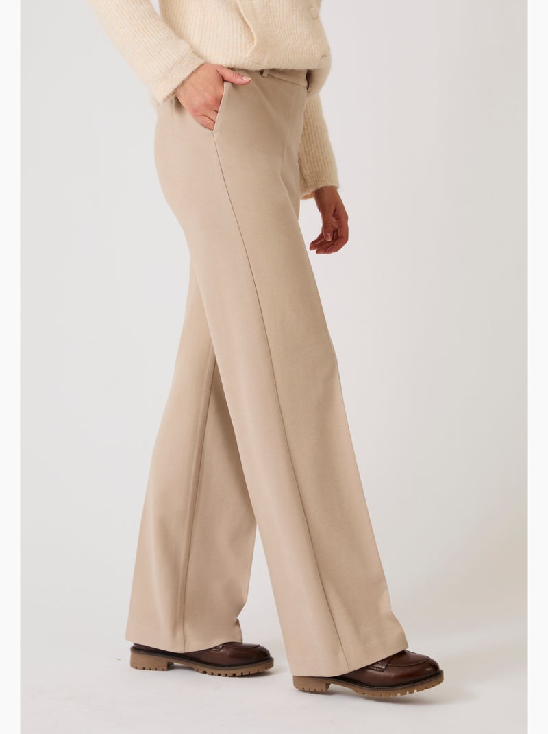 Pantalon large enfilable maille jersey - Damart Marron - Kiabi