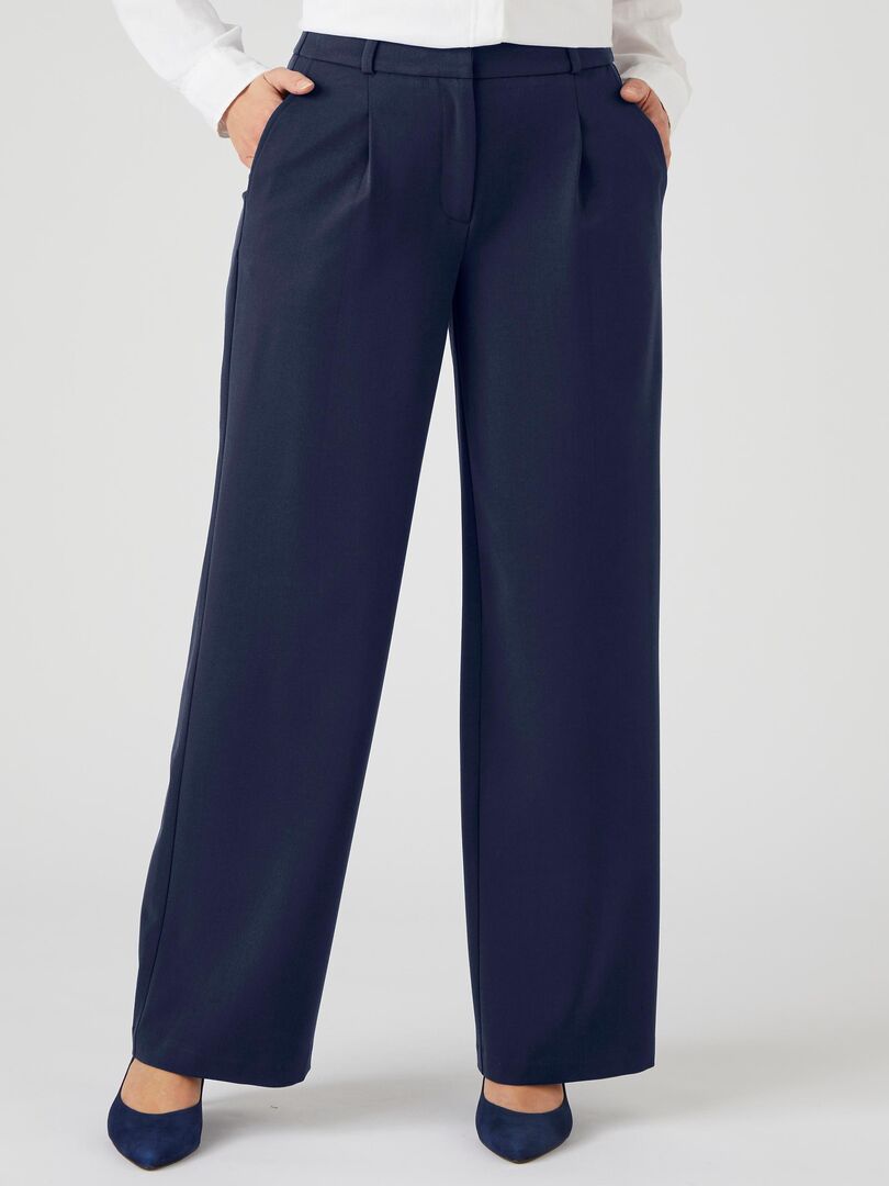 Pantalon large et fluide bi-stretch - Damart Bleu marine - Kiabi