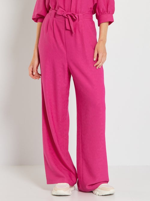 Pantalon large et fluide en maille jacquard - Kiabi