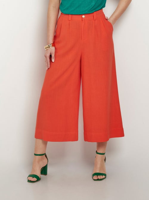 Pantalon large et fluide, lin et viscose - AFIBEL - Kiabi