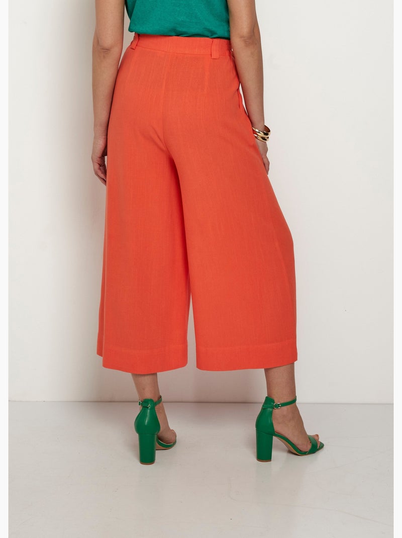 Pantalon large et fluide, lin et viscose - AFIBEL Orange - Kiabi