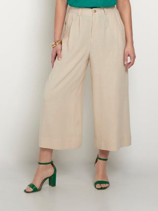 Pantalon large et fluide, lin et viscose