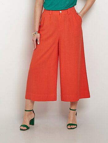 Pantalon large et fluide, lin et viscose