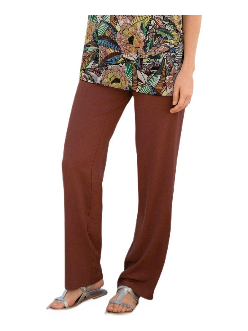 Pantalon large et fluide Marron - Kiabi