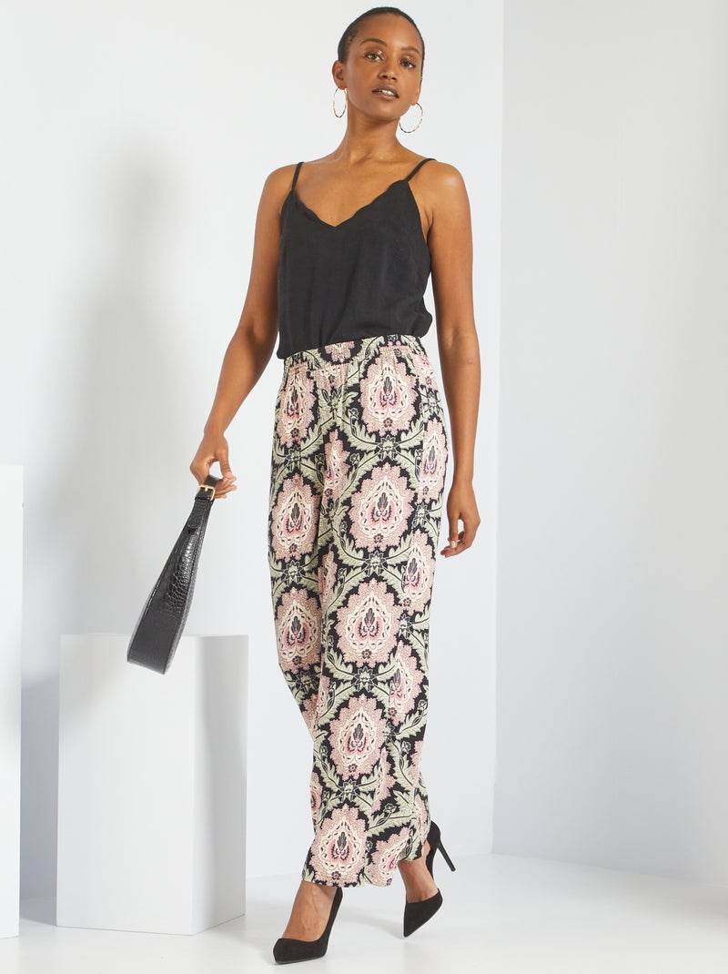 Pantalon Fluide Pantalon Large Fleur Coton Du Monde Pantalon Femme