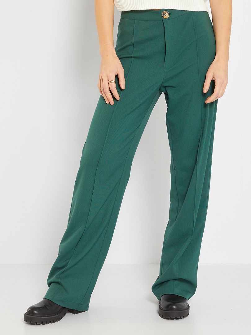 Pantalon large et fluide vert - Kiabi