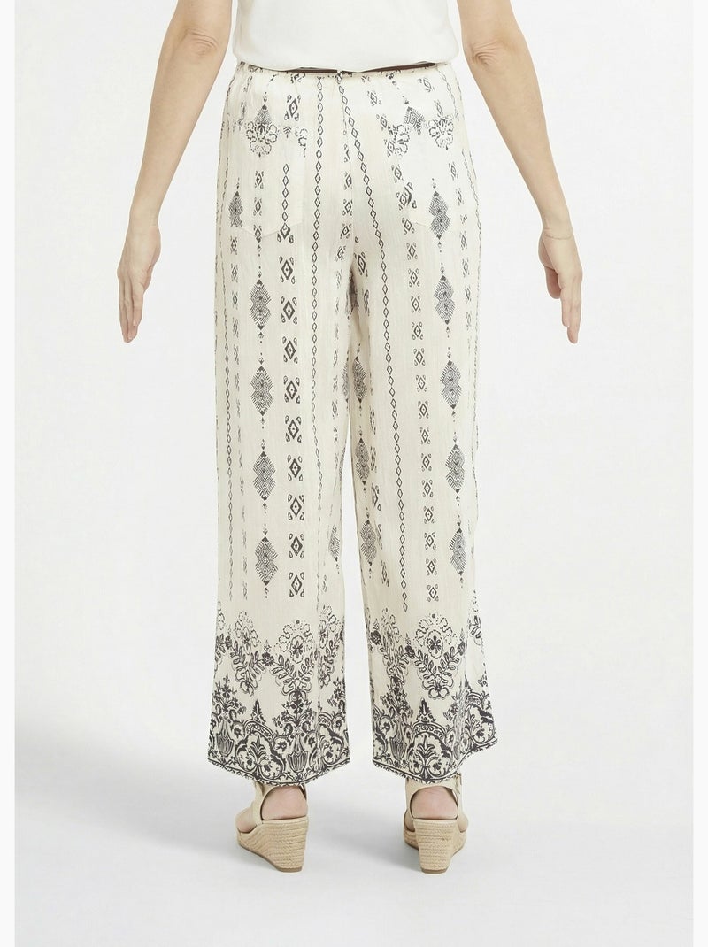 Pantalon large ethnique + foulard taille - AFIBEL Blanc - Kiabi