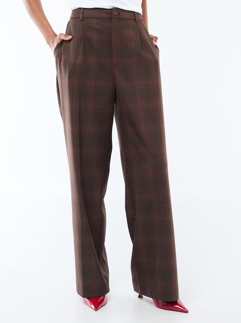 Pantalon large femme à motif fantaisie Marron - Kiabi