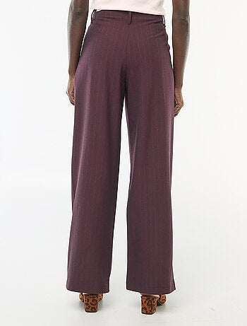 Pantalon large femme à pinces rayé