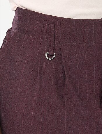 Pantalon large femme à pinces rayé