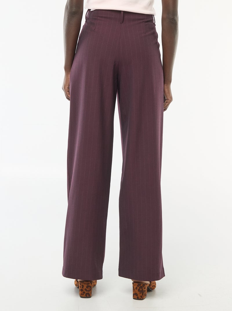 Pantalon large femme à pinces rayé Rouge - Kiabi