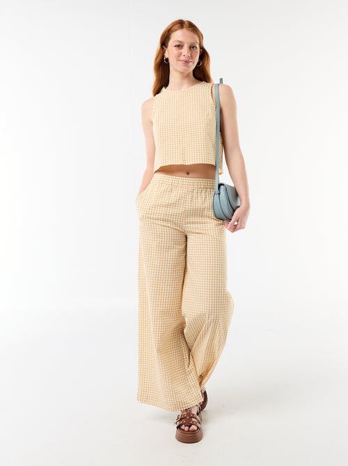 Pantalon large femme à taille élastiquée - Kiabi Pantalon large femme à taille élastiquée - Kiabi