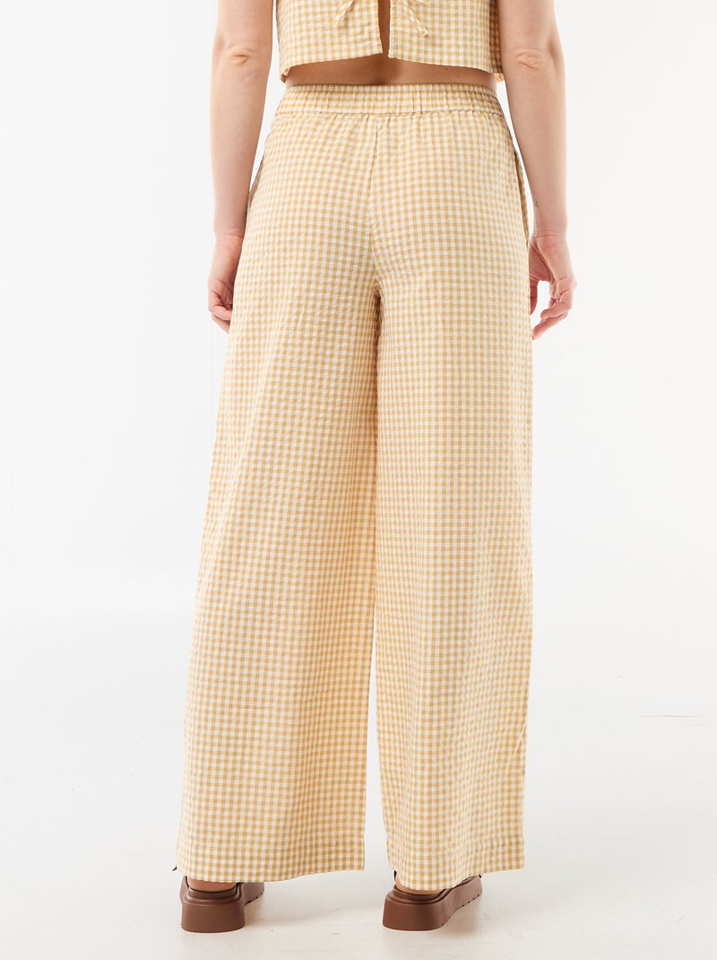 Pantalon large femme à taille élastiquée Beige - Kiabi