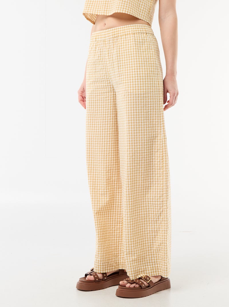 Pantalon large femme à taille élastiquée Beige - Kiabi