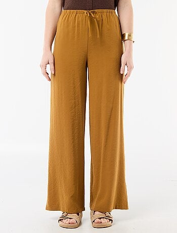 Pantalon large femme à taille élastiquée et lien à nouer