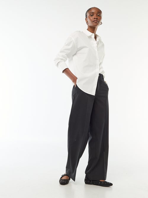 Pantalon large femme à taille haute - Kiabi