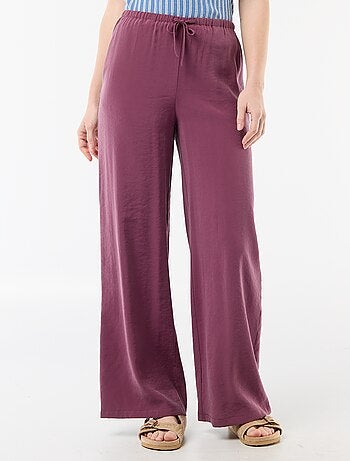 Pantalon large femme à taille élastiquée et lien à nouer