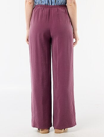 Pantalon large femme à taille élastiquée et lien à nouer