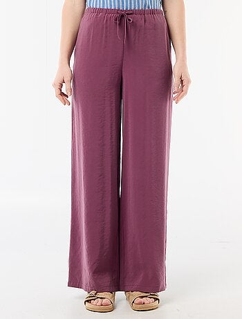 Pantalon large femme à taille élastiquée et lien à nouer