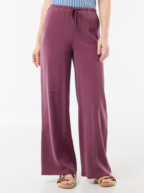 Pantalon large femme avec lien à nouer - Kiabi